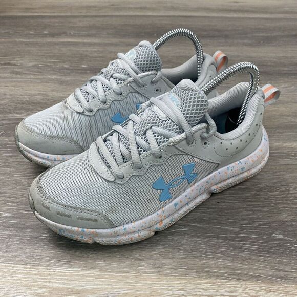 Big Girls Under Armour Assert 10 AC 'Paint Splatter' 3027092 Gray Size 7 Youth - Picture 1 of 11